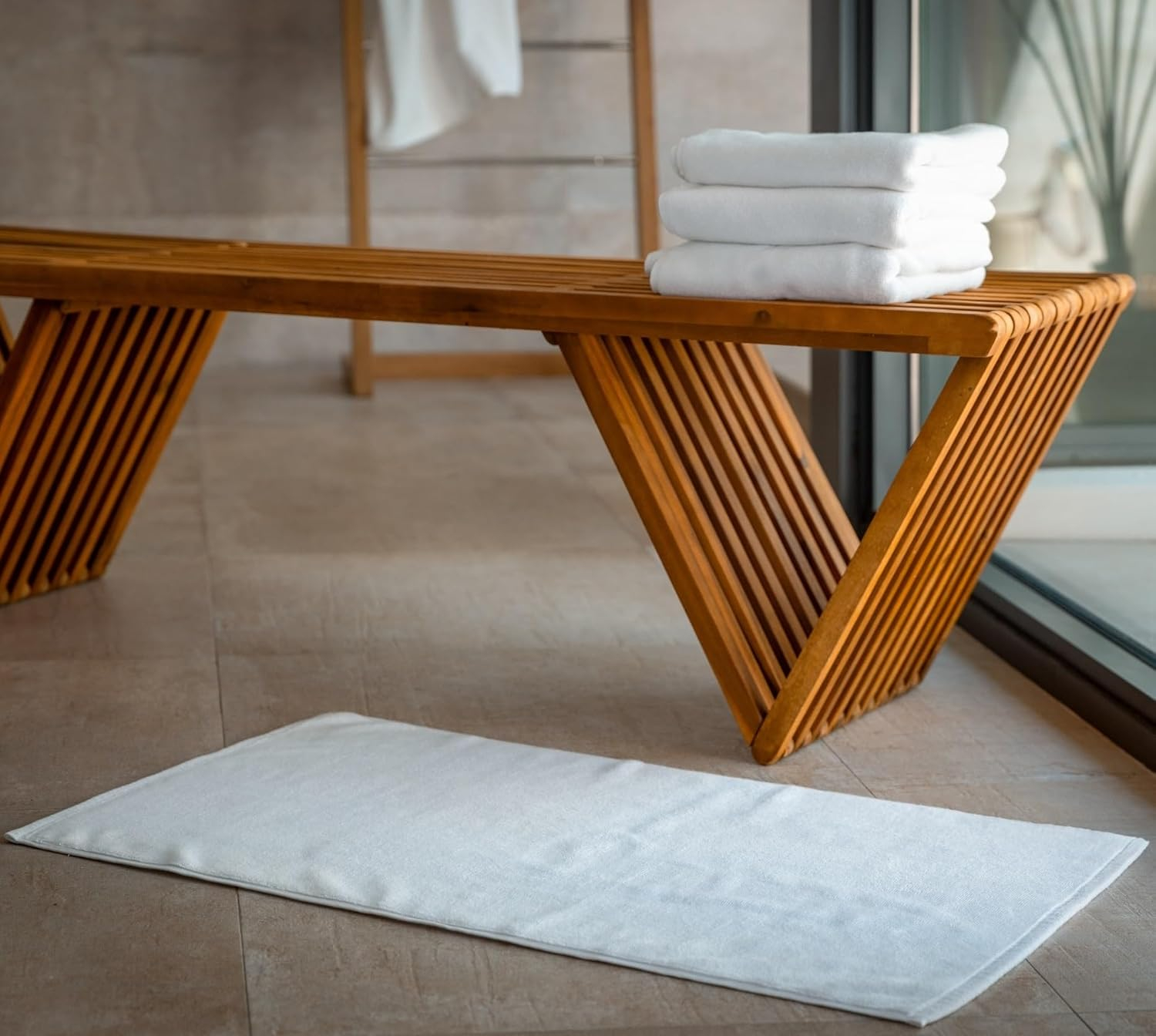 Organic Cotton Bath Mats - 4 Pack, Ultra Plush, GOTS Certified Organic - Hotel Style Bath Mats - Washable, Quick Dry - Premium Turkish Cotton Terry, White