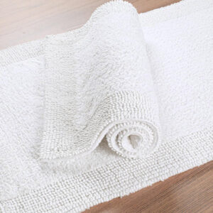 Bathroom Rugs Set of 2 Pieces,Bath Room Rugs,Cotton Bath Mat Reversible, Soft Hotel Bathroom Floor Rug - Plush, Absorbent Bathmat for Outside Bathtub/Shower, Machine Washable (17x24+21x34) Off White