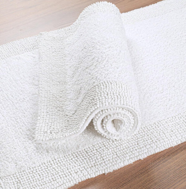 Bathroom Rugs Set of 2 Pieces,Bath Room Rugs,Cotton Bath Mat Reversible, Soft Hotel Bathroom Floor Rug - Plush, Absorbent Bathmat for Outside Bathtub/Shower, Machine Washable (17x24+21x34) Off White