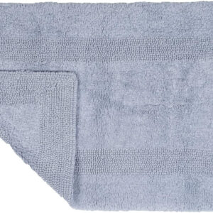 Cotton Bath Mat Set- 2 Piece 100 Percent Cotton Mats- Reversible, Soft, Absorbent and Machine Washable Bathroom Rugs By Lavish Home (Silver)