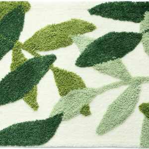 Bath Mat Leaves Green Area Rug Non-Slip Soft Absorbent Bathroom Rugs Machine Washable Bath Rug Floor Carpet Entryway Door Mat for Tub Shower Decor 19.5 X 31.5 Inches