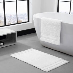6888deaf17897562996d363605b65a2b8f82844c69e1d4dd4559a.jpg Vera Wang - Bath Rugs, Luxury Bathroom Decor, Soft & Absorbent Cotton Bath Mat (Eden White, 2 Piece)