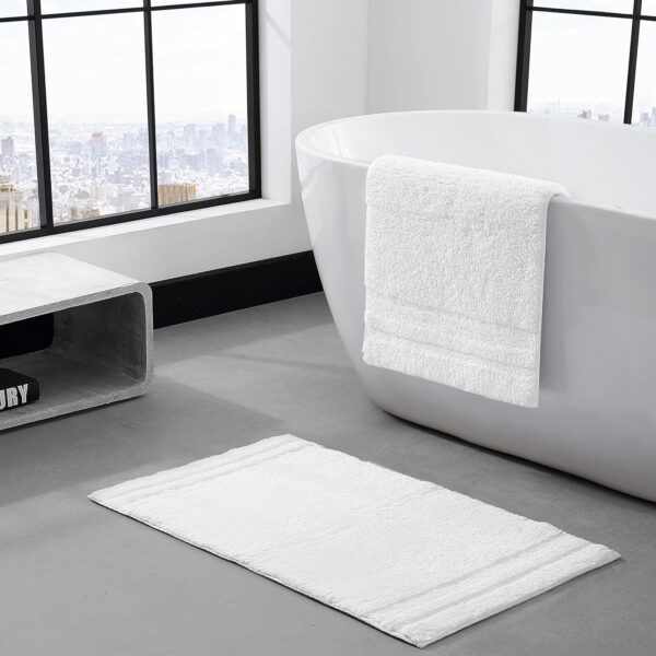 6888deaf17897562996d363605b65a2b8f82844c69e1d4dd4559a.jpg Vera Wang - Bath Rugs, Luxury Bathroom Decor, Soft & Absorbent Cotton Bath Mat (Eden White, 2 Piece)