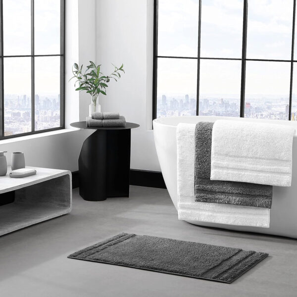 6888deb67437025e10fde090bb3379a1e5f7d66e6bbd3541b8934.jpg Vera Wang - Bath Rugs, Luxury Bathroom Decor, Soft & Absorbent Cotton Bath Mat (Eden White, 2 Piece)