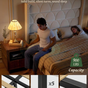 King Size Bed Frame with 56" Headboard - 1000LBS Capacity Support, Velvet Upholstered Wingback Platform Bed Frame, Noise Free, Sturdy Wooden Slat Support