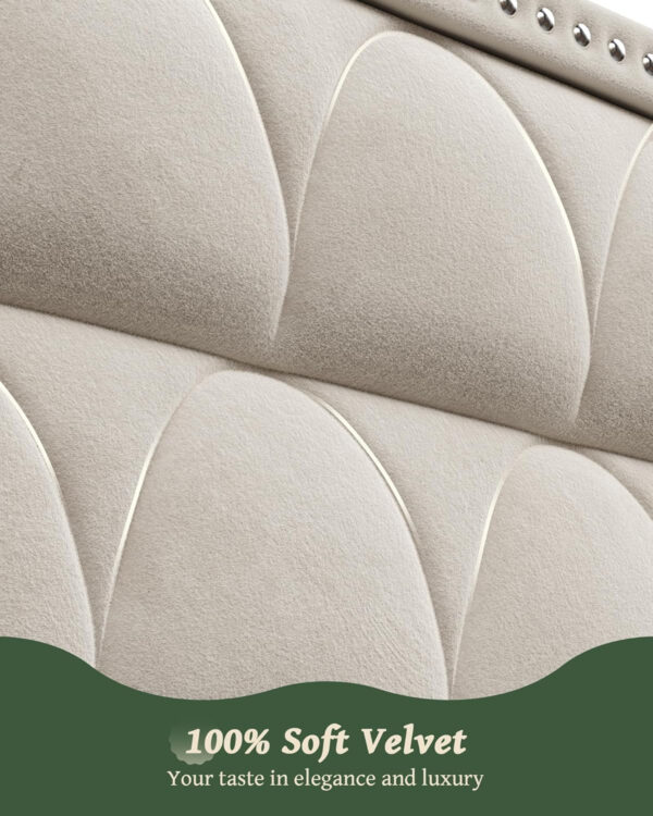 King Size Bed Frame with 56" Headboard - 1000LBS Capacity Support, Velvet Upholstered Wingback Platform Bed Frame, Noise Free, Sturdy Wooden Slat Support