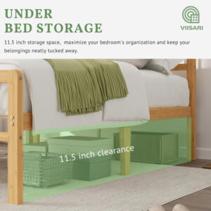 6888f889bb843bca5491e4e0b6f70d52711fcb653004c66ec3aa0.jpg Bamboo Wood King Size Bed Frame with Headboard and Footboard, 10 Inch Platform King Bed Frame with Steel Slats, Solid Foundation, Easy Assembly, Ample Under-Bed Storage, Noise-Free