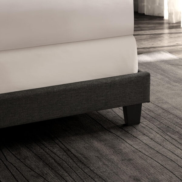 Hearth & Harbor King Bed Frame and Headboard Wingback – Linen Button-Tufted Upholstered King Size Bed Frame, Platform Bed Frame King, Modern Bedframe, Box Spring Required, Grey