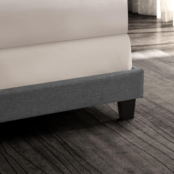 Hearth & Harbor King Bed Frame and Headboard Wingback – Linen Button-Tufted Upholstered King Size Bed Frame, Platform Bed Frame King, Modern Bedframe, Box Spring Required, Grey