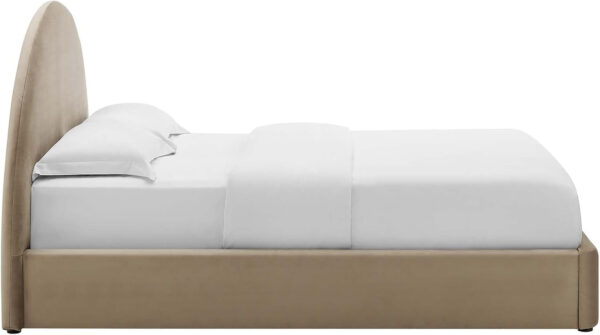 Modway Resort King Size Platform Bed with Arch Shaped Round Headboard in Taupeain-Resistant Performance Velvet King Bed, King Size Bed Frame, Soft Cloud Bed Frame, No Box Spring Needed