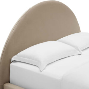 Modway Resort King Size Platform Bed with Arch Shaped Round Headboard in Taupeain-Resistant Performance Velvet King Bed, King Size Bed Frame, Soft Cloud Bed Frame, No Box Spring Needed