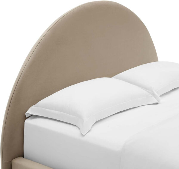 Modway Resort King Size Platform Bed with Arch Shaped Round Headboard in Taupeain-Resistant Performance Velvet King Bed, King Size Bed Frame, Soft Cloud Bed Frame, No Box Spring Needed