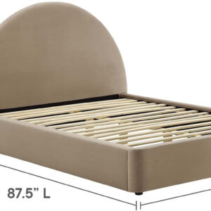 Modway Resort King Size Platform Bed with Arch Shaped Round Headboard in Taupeain-Resistant Performance Velvet King Bed, King Size Bed Frame, Soft Cloud Bed Frame, No Box Spring Needed