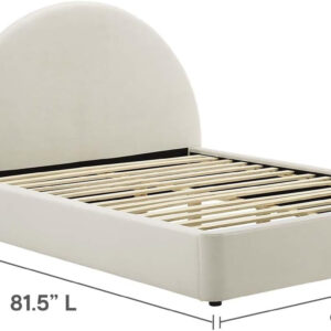 Modway Resort King Size Platform Bed with Arch Shaped Round Headboard in Taupeain-Resistant Performance Velvet King Bed, King Size Bed Frame, Soft Cloud Bed Frame, No Box Spring Needed