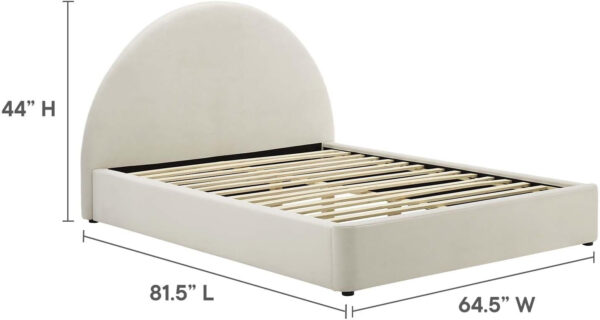 Modway Resort King Size Platform Bed with Arch Shaped Round Headboard in Taupeain-Resistant Performance Velvet King Bed, King Size Bed Frame, Soft Cloud Bed Frame, No Box Spring Needed