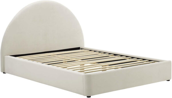 Modway Resort King Size Platform Bed with Arch Shaped Round Headboard in Taupeain-Resistant Performance Velvet King Bed, King Size Bed Frame, Soft Cloud Bed Frame, No Box Spring Needed