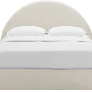 Modway Resort King Size Platform Bed with Arch Shaped Round Headboard in Taupeain-Resistant Performance Velvet King Bed, King Size Bed Frame, Soft Cloud Bed Frame, No Box Spring Needed