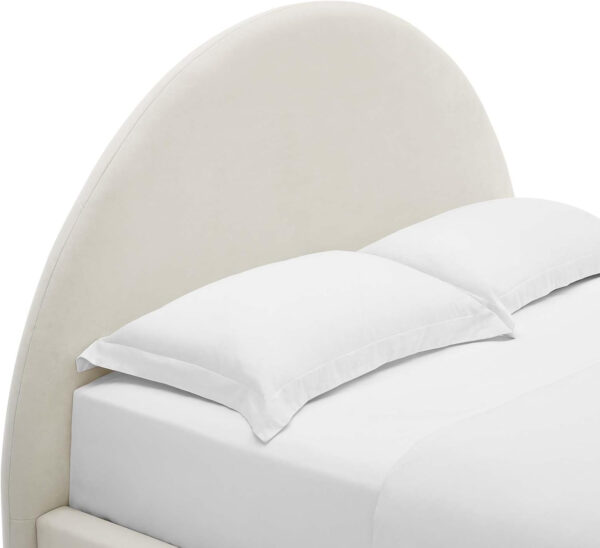 Modway Resort King Size Platform Bed with Arch Shaped Round Headboard in Taupeain-Resistant Performance Velvet King Bed, King Size Bed Frame, Soft Cloud Bed Frame, No Box Spring Needed