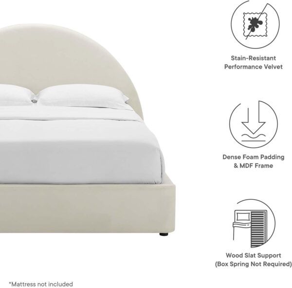 Modway Resort King Size Platform Bed with Arch Shaped Round Headboard in Taupeain-Resistant Performance Velvet King Bed, King Size Bed Frame, Soft Cloud Bed Frame, No Box Spring Needed