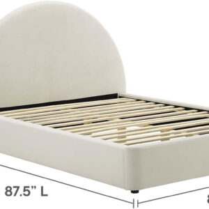 Modway Resort King Size Platform Bed with Arch Shaped Round Headboard in Taupeain-Resistant Performance Velvet King Bed, King Size Bed Frame, Soft Cloud Bed Frame, No Box Spring Needed