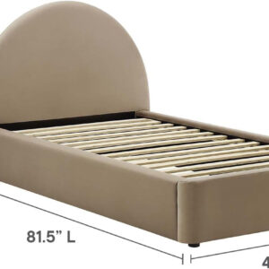 Modway Resort King Size Platform Bed with Arch Shaped Round Headboard in Taupeain-Resistant Performance Velvet King Bed, King Size Bed Frame, Soft Cloud Bed Frame, No Box Spring Needed