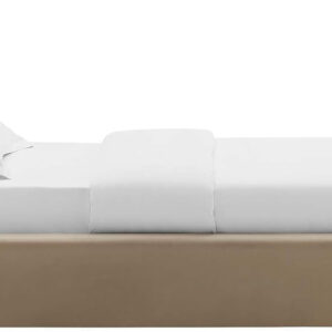 Modway Resort King Size Platform Bed with Arch Shaped Round Headboard in Taupeain-Resistant Performance Velvet King Bed, King Size Bed Frame, Soft Cloud Bed Frame, No Box Spring Needed