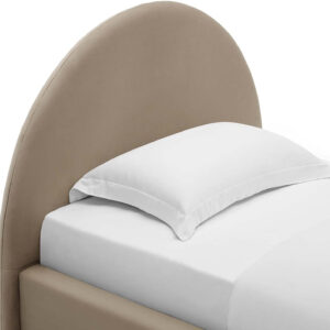 Modway Resort King Size Platform Bed with Arch Shaped Round Headboard in Taupeain-Resistant Performance Velvet King Bed, King Size Bed Frame, Soft Cloud Bed Frame, No Box Spring Needed