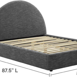 Modway Resort King Size Platform Bed with Arch Shaped Round Headboard in Taupeain-Resistant Performance Velvet King Bed, King Size Bed Frame, Soft Cloud Bed Frame, No Box Spring Needed