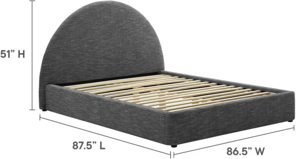 Modway Resort King Size Platform Bed with Arch Shaped Round Headboard in Taupeain-Resistant Performance Velvet King Bed, King Size Bed Frame, Soft Cloud Bed Frame, No Box Spring Needed