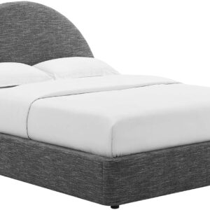 Modway Resort King Size Platform Bed with Arch Shaped Round Headboard in Taupeain-Resistant Performance Velvet King Bed, King Size Bed Frame, Soft Cloud Bed Frame, No Box Spring Needed