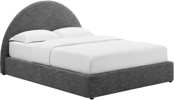 Modway Resort King Size Platform Bed with Arch Shaped Round Headboard in Taupeain-Resistant Performance Velvet King Bed, King Size Bed Frame, Soft Cloud Bed Frame, No Box Spring Needed