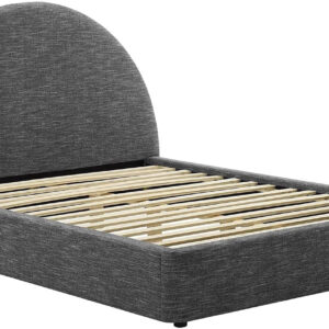 Modway Resort King Size Platform Bed with Arch Shaped Round Headboard in Taupeain-Resistant Performance Velvet King Bed, King Size Bed Frame, Soft Cloud Bed Frame, No Box Spring Needed