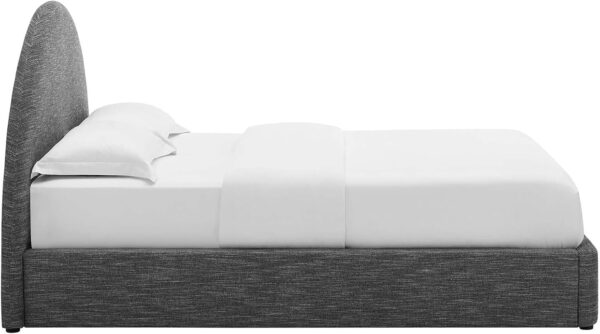 Modway Resort King Size Platform Bed with Arch Shaped Round Headboard in Taupeain-Resistant Performance Velvet King Bed, King Size Bed Frame, Soft Cloud Bed Frame, No Box Spring Needed