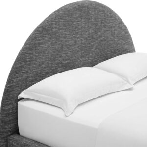 Modway Resort King Size Platform Bed with Arch Shaped Round Headboard in Taupeain-Resistant Performance Velvet King Bed, King Size Bed Frame, Soft Cloud Bed Frame, No Box Spring Needed