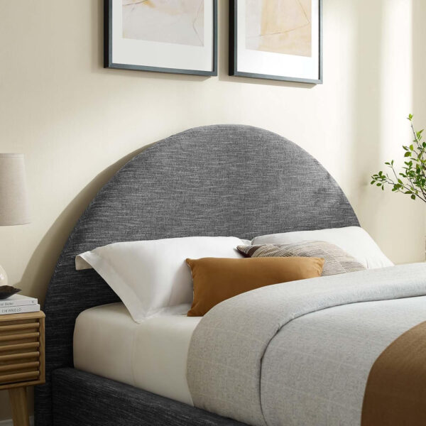 Modway Resort King Size Platform Bed with Arch Shaped Round Headboard in Taupeain-Resistant Performance Velvet King Bed, King Size Bed Frame, Soft Cloud Bed Frame, No Box Spring Needed