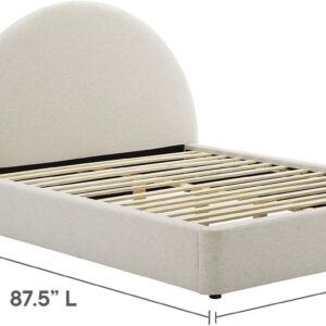 Modway Resort King Size Platform Bed with Arch Shaped Round Headboard in Taupeain-Resistant Performance Velvet King Bed, King Size Bed Frame, Soft Cloud Bed Frame, No Box Spring Needed