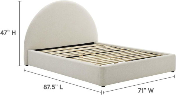 Modway Resort King Size Platform Bed with Arch Shaped Round Headboard in Taupeain-Resistant Performance Velvet King Bed, King Size Bed Frame, Soft Cloud Bed Frame, No Box Spring Needed