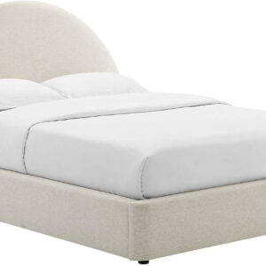 Modway Resort King Size Platform Bed with Arch Shaped Round Headboard in Taupeain-Resistant Performance Velvet King Bed, King Size Bed Frame, Soft Cloud Bed Frame, No Box Spring Needed