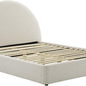 Modway Resort King Size Platform Bed with Arch Shaped Round Headboard in Taupeain-Resistant Performance Velvet King Bed, King Size Bed Frame, Soft Cloud Bed Frame, No Box Spring Needed