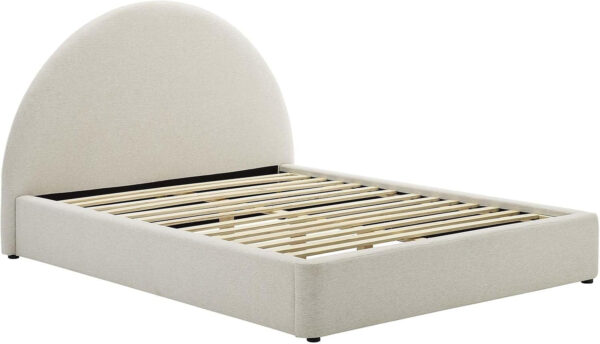 Modway Resort King Size Platform Bed with Arch Shaped Round Headboard in Taupeain-Resistant Performance Velvet King Bed, King Size Bed Frame, Soft Cloud Bed Frame, No Box Spring Needed