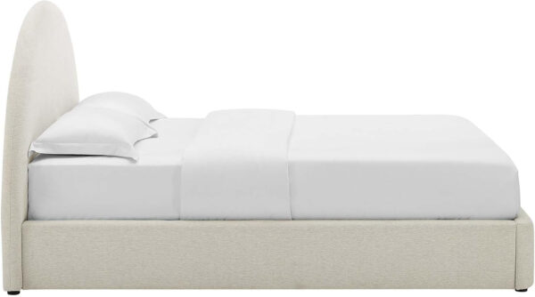 Modway Resort King Size Platform Bed with Arch Shaped Round Headboard in Taupeain-Resistant Performance Velvet King Bed, King Size Bed Frame, Soft Cloud Bed Frame, No Box Spring Needed