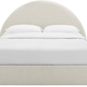 Modway Resort King Size Platform Bed with Arch Shaped Round Headboard in Taupeain-Resistant Performance Velvet King Bed, King Size Bed Frame, Soft Cloud Bed Frame, No Box Spring Needed