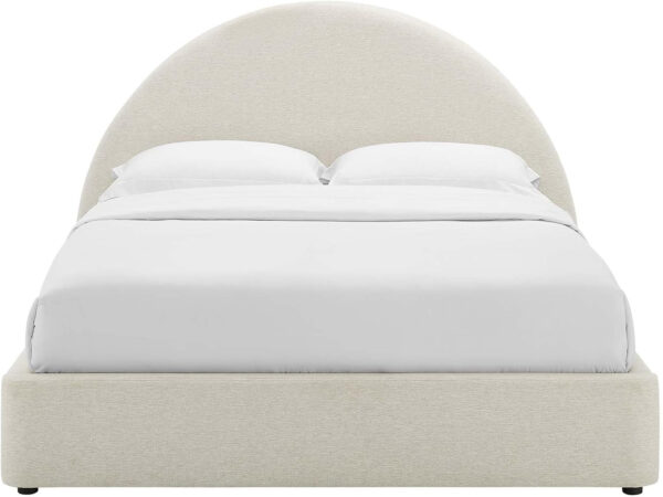 Modway Resort King Size Platform Bed with Arch Shaped Round Headboard in Taupeain-Resistant Performance Velvet King Bed, King Size Bed Frame, Soft Cloud Bed Frame, No Box Spring Needed