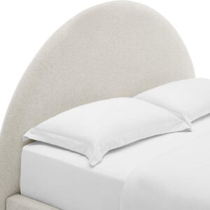 Modway Resort King Size Platform Bed with Arch Shaped Round Headboard in Taupeain-Resistant Performance Velvet King Bed, King Size Bed Frame, Soft Cloud Bed Frame, No Box Spring Needed