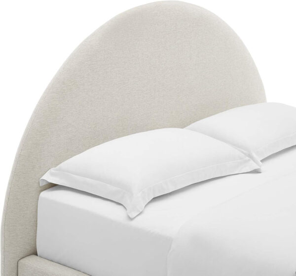 Modway Resort King Size Platform Bed with Arch Shaped Round Headboard in Taupeain-Resistant Performance Velvet King Bed, King Size Bed Frame, Soft Cloud Bed Frame, No Box Spring Needed