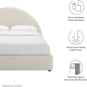 Modway Resort King Size Platform Bed with Arch Shaped Round Headboard in Taupeain-Resistant Performance Velvet King Bed, King Size Bed Frame, Soft Cloud Bed Frame, No Box Spring Needed