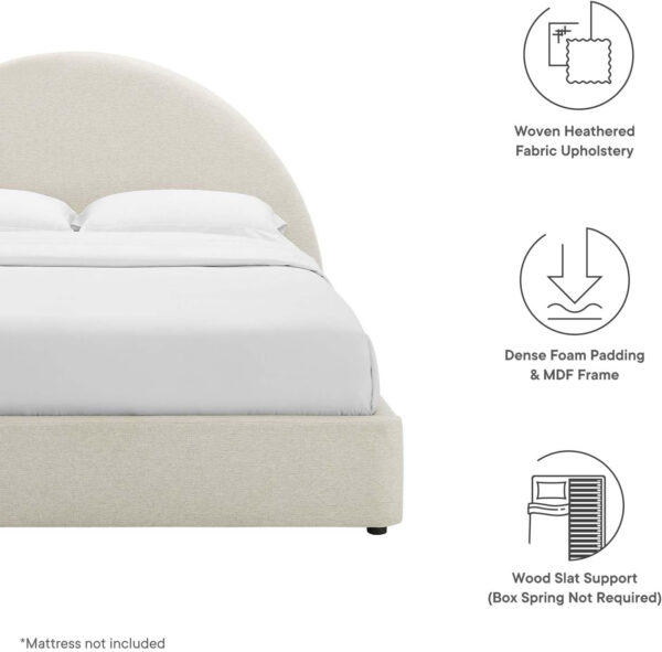 Modway Resort King Size Platform Bed with Arch Shaped Round Headboard in Taupeain-Resistant Performance Velvet King Bed, King Size Bed Frame, Soft Cloud Bed Frame, No Box Spring Needed