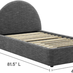 Modway Resort King Size Platform Bed with Arch Shaped Round Headboard in Taupeain-Resistant Performance Velvet King Bed, King Size Bed Frame, Soft Cloud Bed Frame, No Box Spring Needed