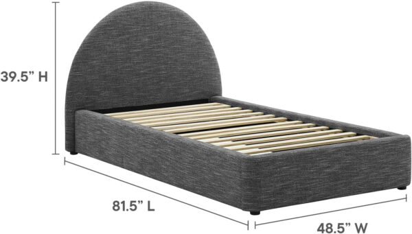 Modway Resort King Size Platform Bed with Arch Shaped Round Headboard in Taupeain-Resistant Performance Velvet King Bed, King Size Bed Frame, Soft Cloud Bed Frame, No Box Spring Needed
