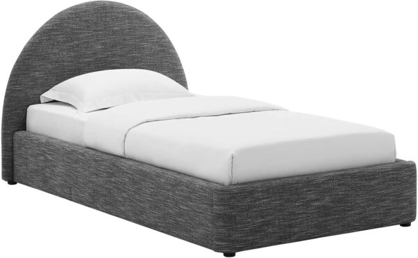 Modway Resort King Size Platform Bed with Arch Shaped Round Headboard in Taupeain-Resistant Performance Velvet King Bed, King Size Bed Frame, Soft Cloud Bed Frame, No Box Spring Needed